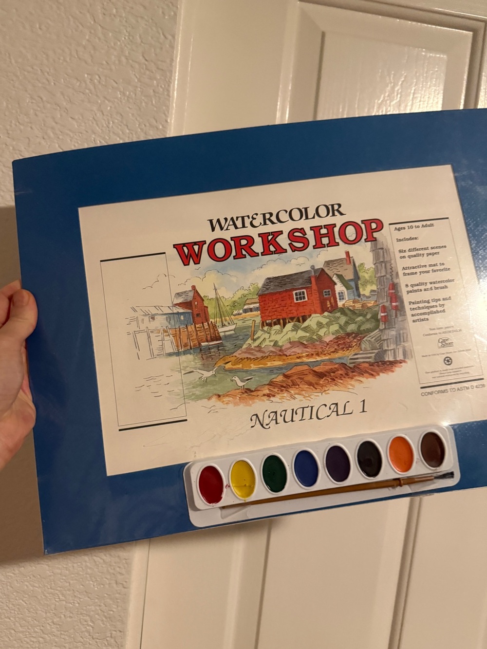 New Watercolor Workshop Nautical 1 Wall Art - Blue art book and supplies paints